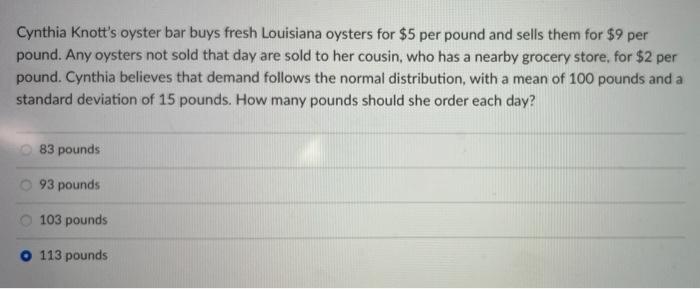 Cynthia Knott's oyster bar buys fresh Louisiana