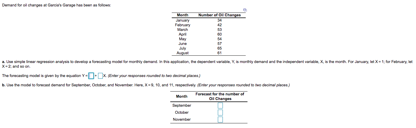 undefined Demand for oil changes at Garcia's