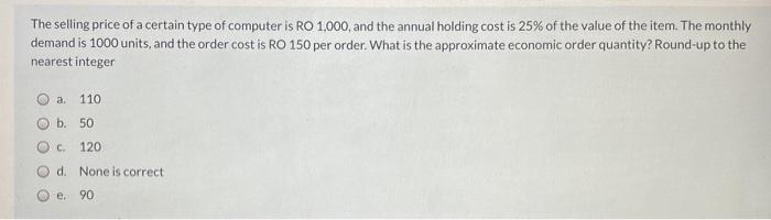 The selling price of a certain type of computer