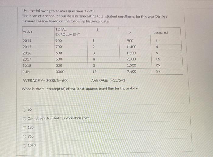 t Use the following to answer questions 17-21 The
