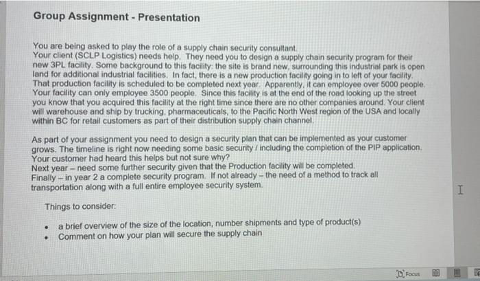 Group Assignment - Presentation You are being