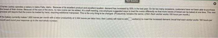 Nuestion o Charles Lackey operates a bakery in