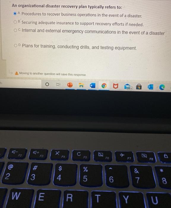 An organizational disaster recovery plan