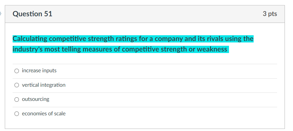 Calculating competitive strength ratings for a