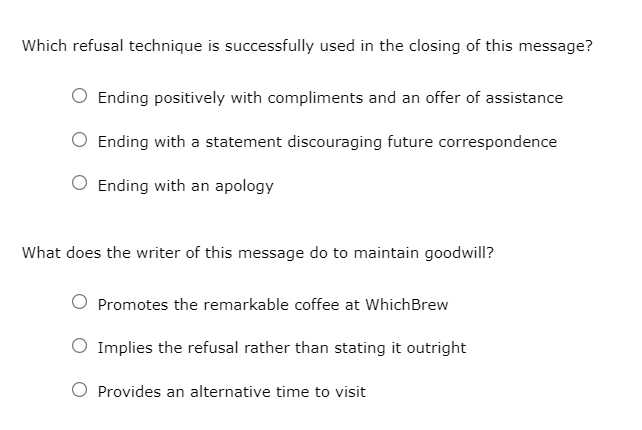 Consider the following scenario and refusal