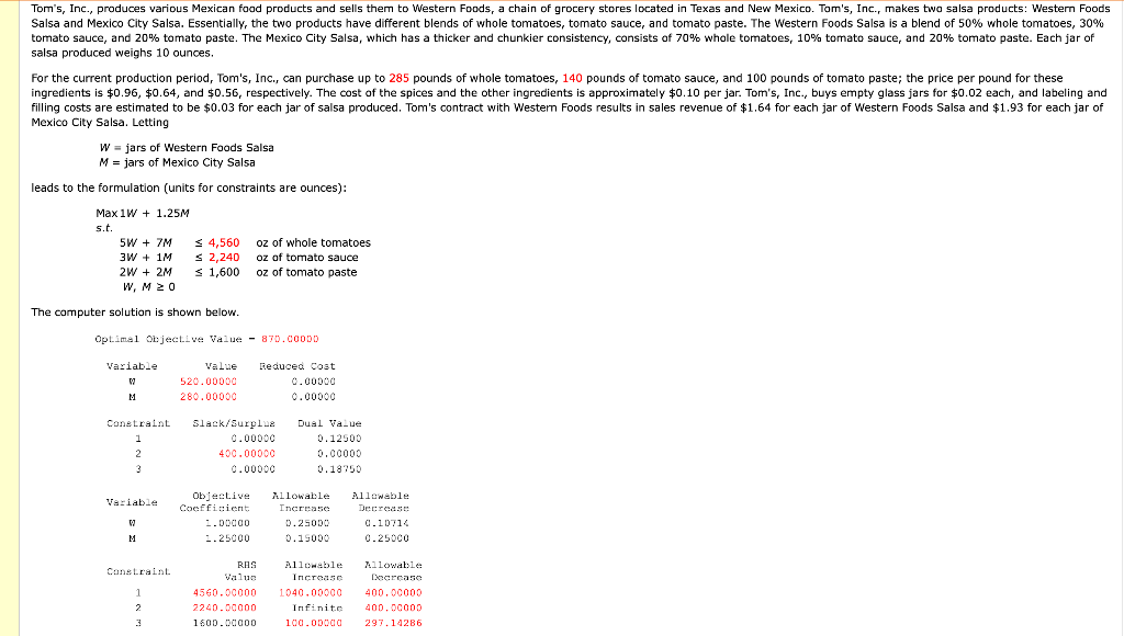 Tom's, Inc., produces various Mexican food
