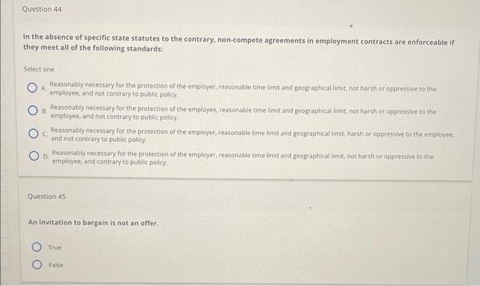Question 44 In the absence of specific state