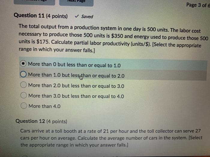 Page 3 of 6 Question 11 (4 points) Saved The