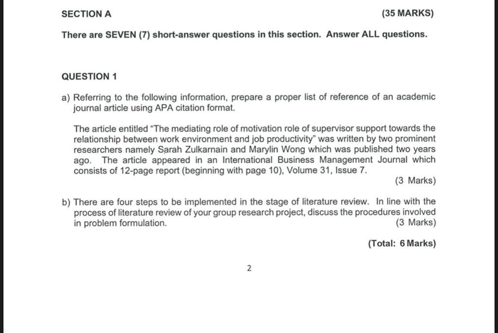 SECTION A (35 MARKS) There are SEVEN (7)