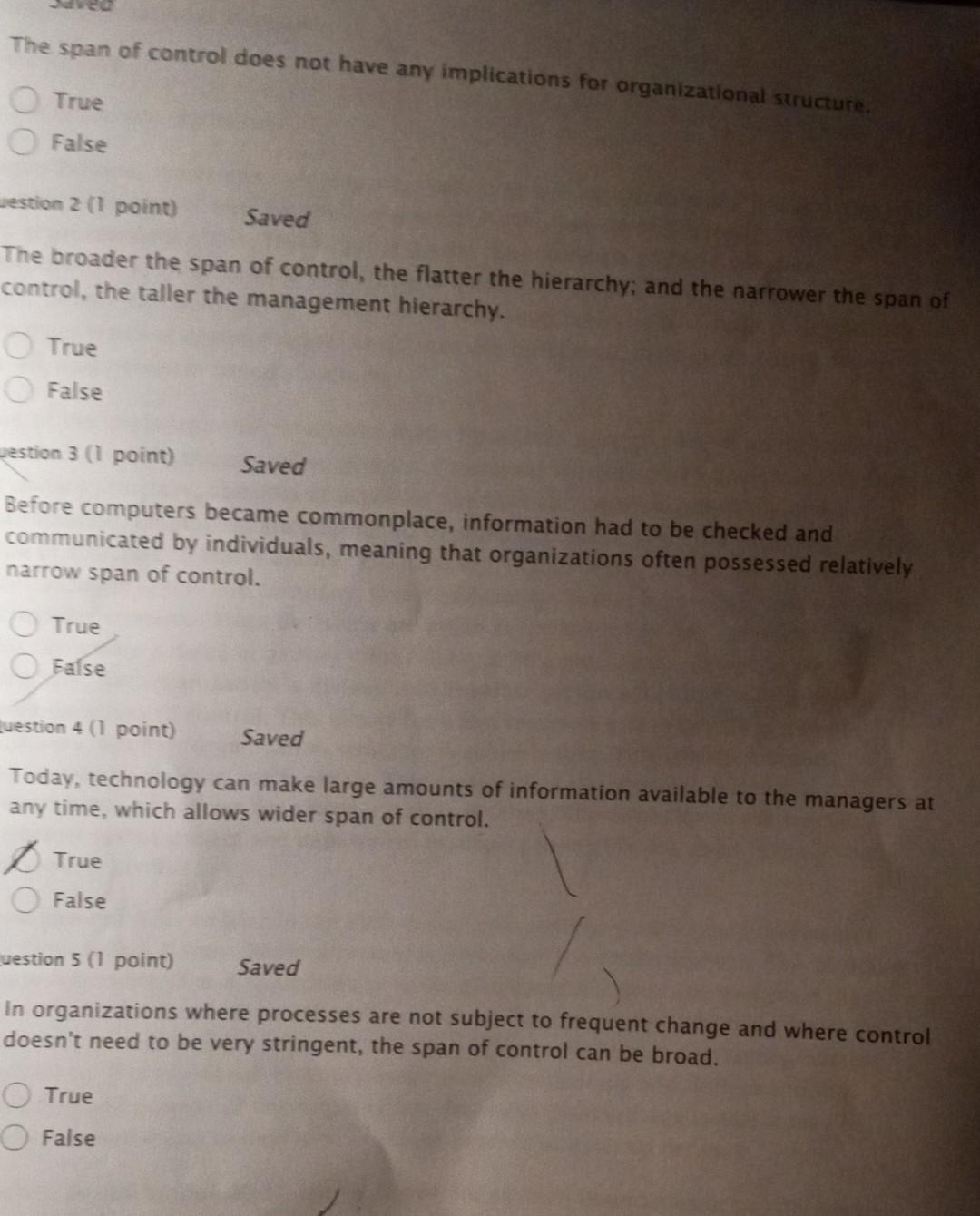 The span of control does not have any