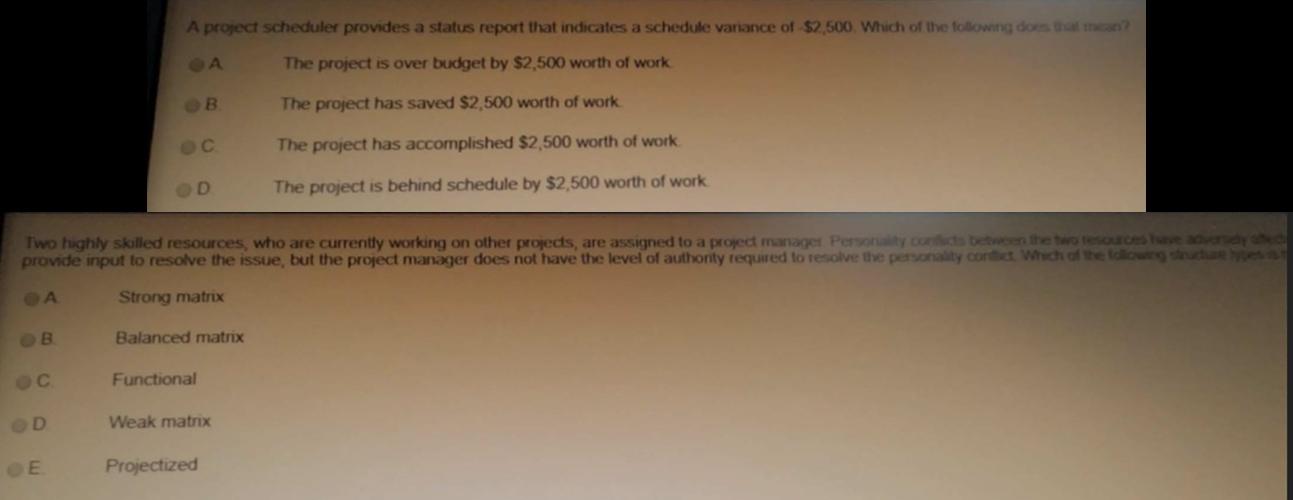 A project scheduler provides a status report that