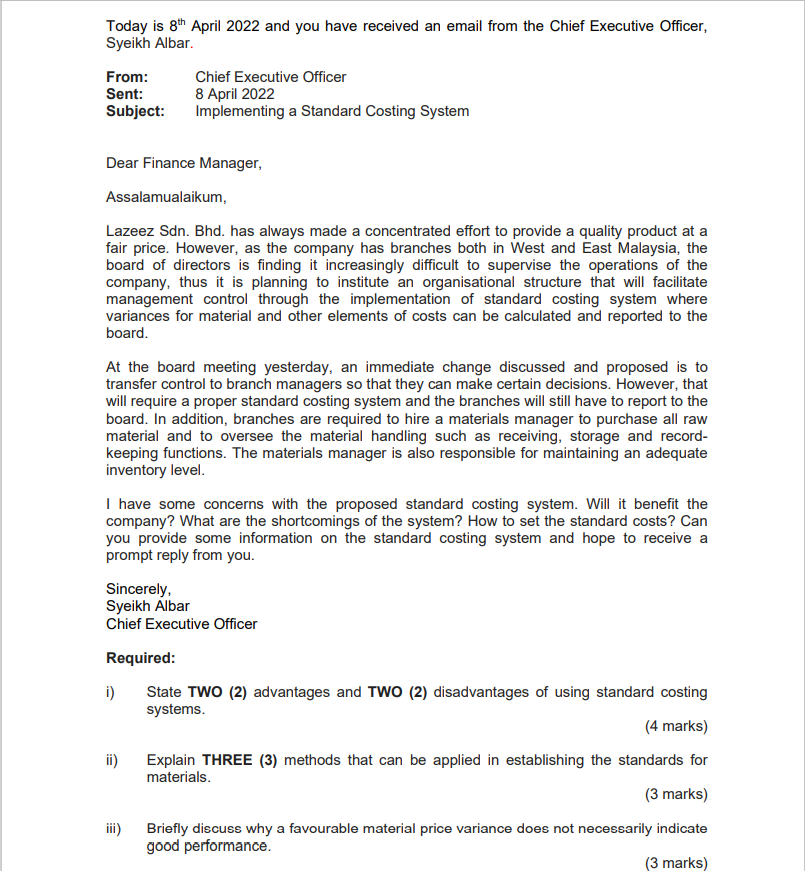 Today is 8th April 2022 and you have received an