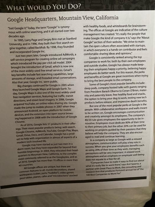 WHAT WOULD YOU DO? Google Headquarters, Mountain