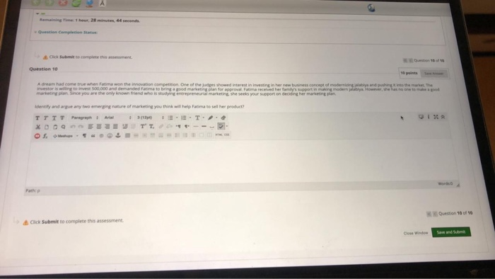 Remaining hour, 28 minutes, 44 seconds Question