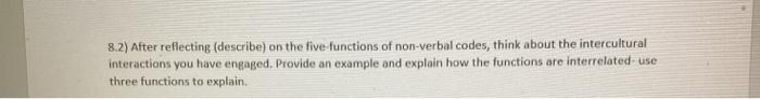 8.2) After reflecting (describe) on the five
