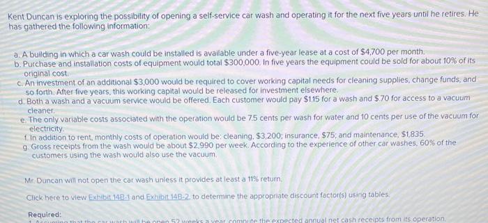 Kent Duncan is exploring the possibility of