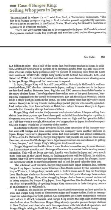 mm Case 6 Burger King: Selling Whoppers in Japan