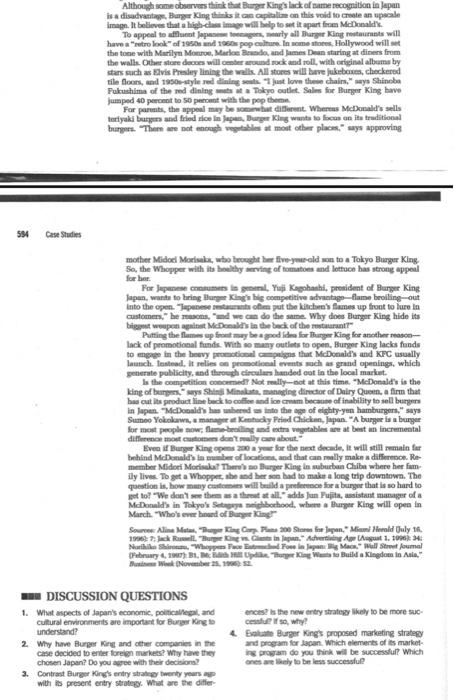 mm Case 6 Burger King: Selling Whoppers in Japan