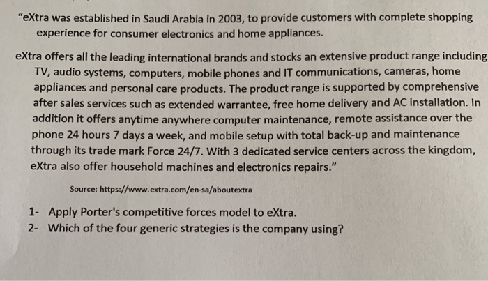 "eXtra was established in Saudi Arabia in 2003,