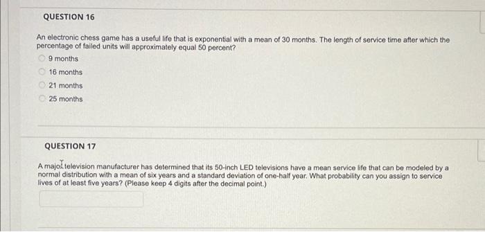 An electronic chess game has a useful life that