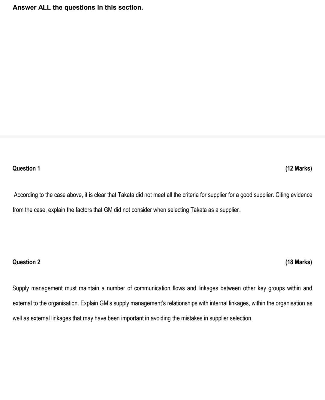 Please also be mindful of marks allocated per