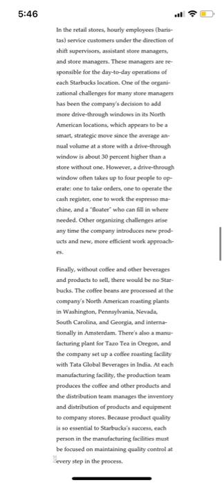 (Essentials of Management) QUESTION-3. Starbucks