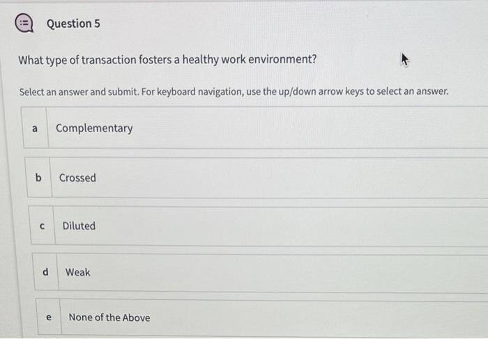Question 5 What type of transaction fosters a