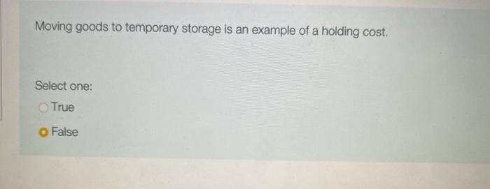Moving goods to temporary storage is an example