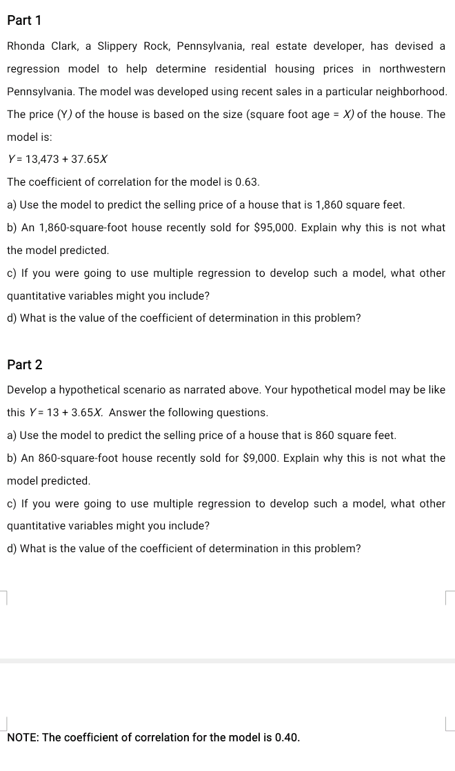 Kindly give the Full Answer Part 1 Rhonda Clark,