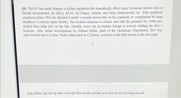 Q5. The EU has made changes in airline regulation
