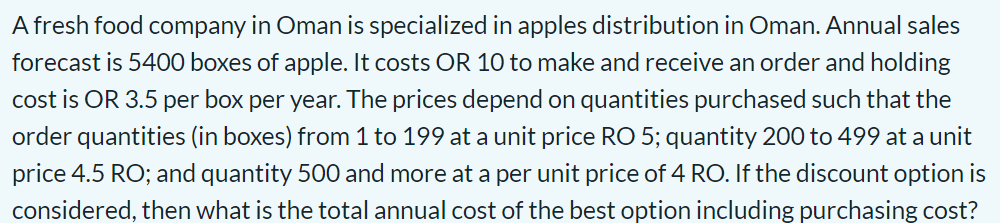 A fresh food company in Oman is specialized in