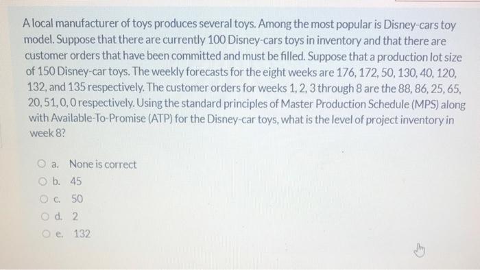 Alocal manufacturer of toys produces several