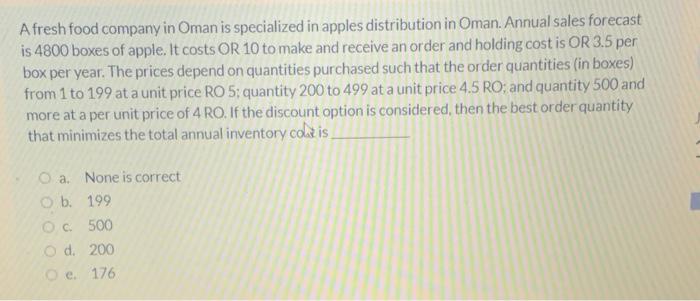 A fresh food company in Oman is specialized in