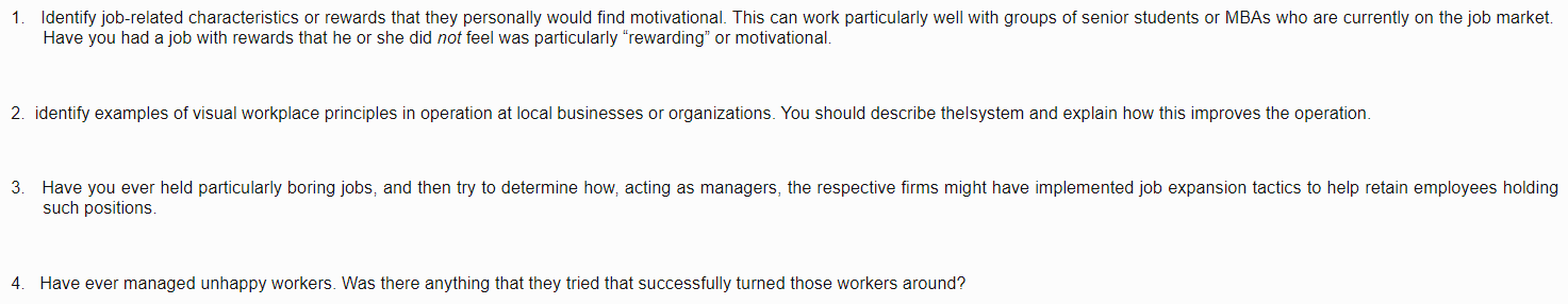 1. Identify job-related characteristics or