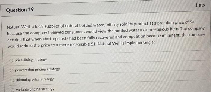 Question 15 1 pts Will Thompson is a salesperson