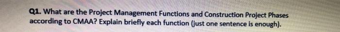 Q1. What are the Project Management Functions and