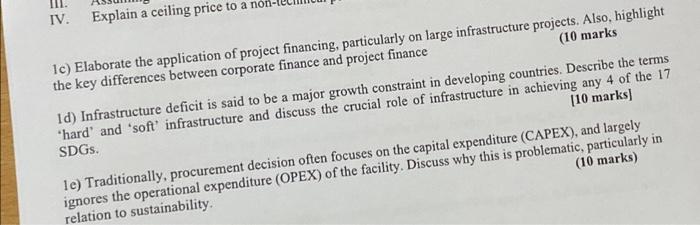 IV. Explain a ceiling price to a no 1c) Elaborate