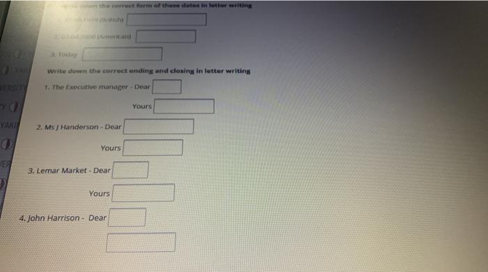 the form of these dates in letter writing Oncon