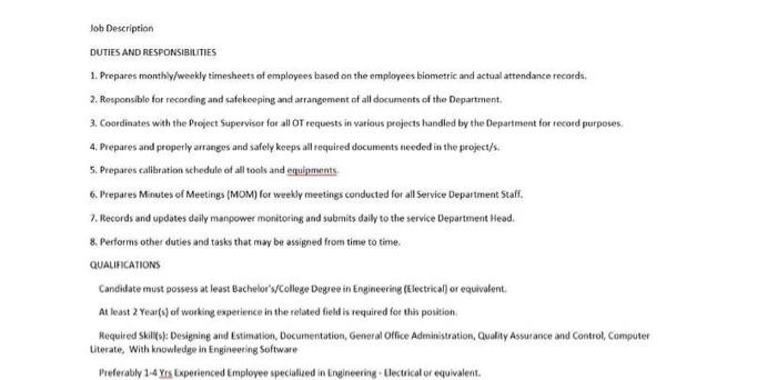 Case: Positions for cadet electrical engineers