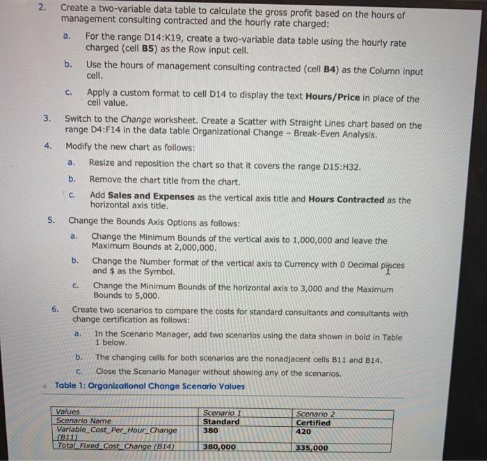 2. Create a two-variable data table to calculate