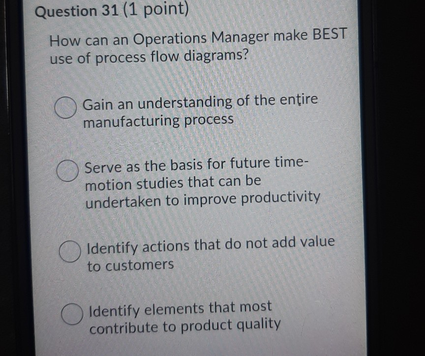 Question 31 (1 point) How can an Operations