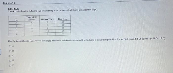 Question 1 Use the matrix to answer the following