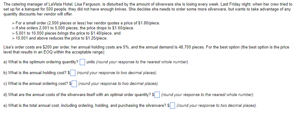 The catering manager of LaVista Hotel, Lisa