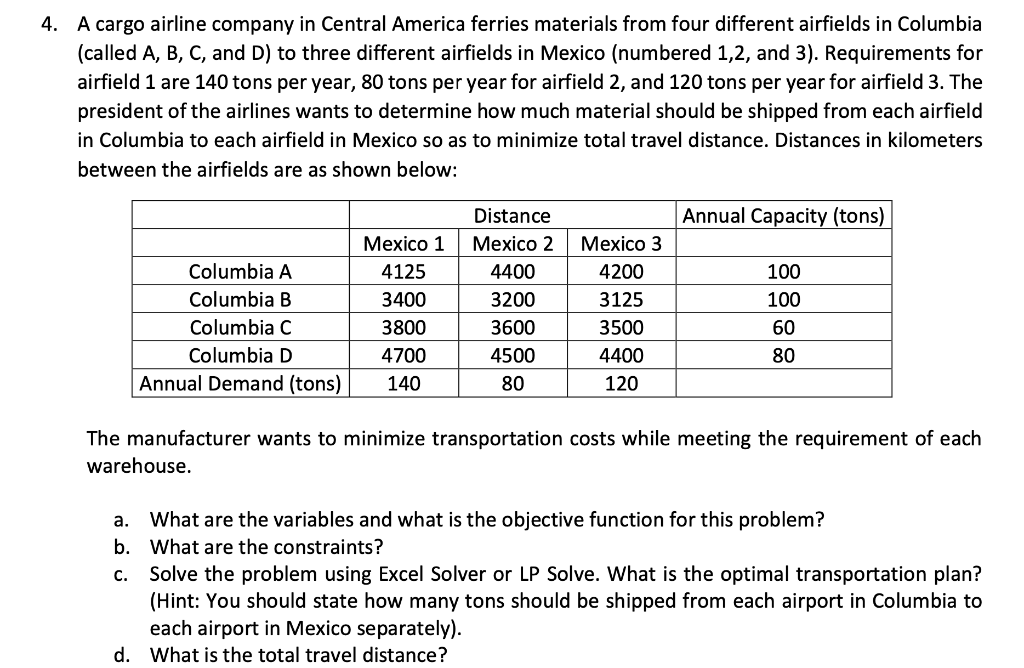 4. A cargo airline company in Central America