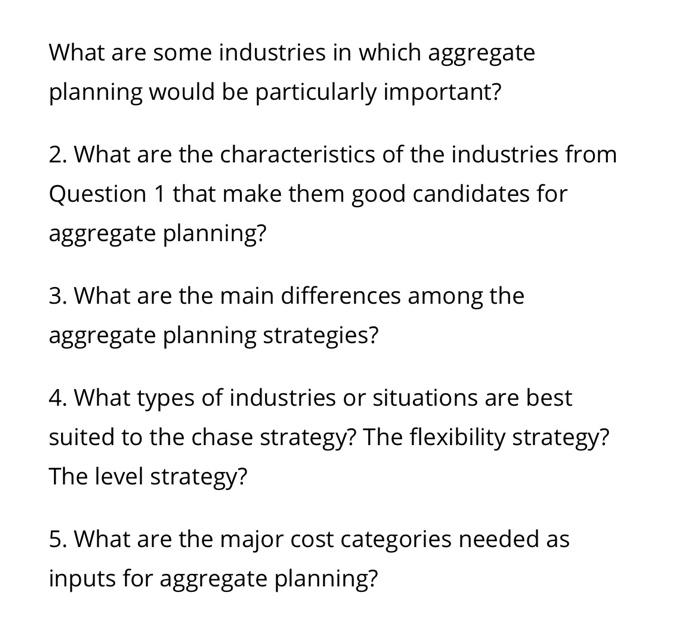 What are some industries in which aggregate