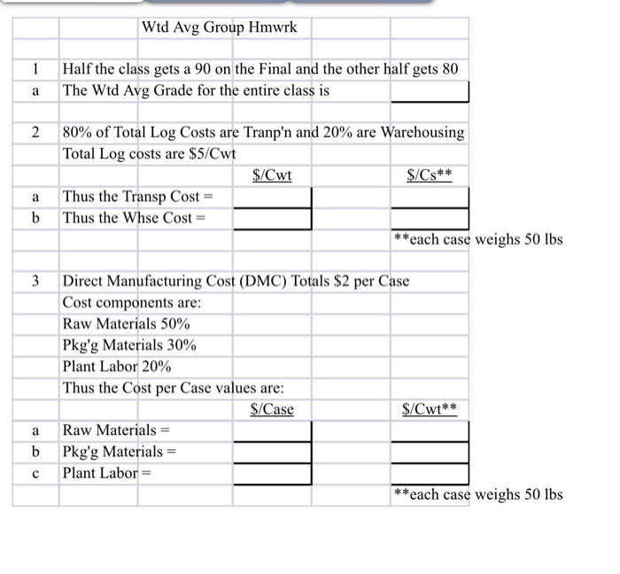Wtd Avg Group Hmwrk 1 a Half the class gets a 90
