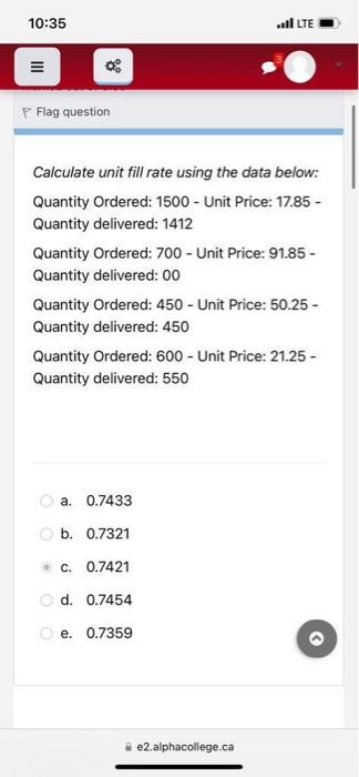 Calculate unit fill rate using the data below: