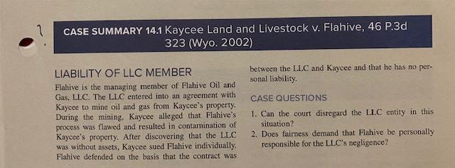 1 CASE SUMMARY 14.1 Kaycee Land and Livestock v.