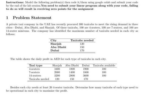 Instructions: Model the following problem(s) then
