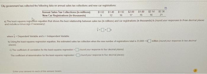 Cay government has collected the following data